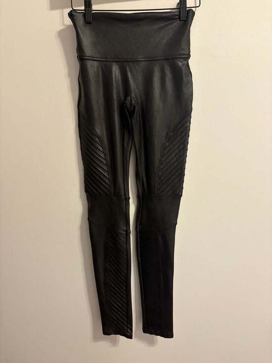 SPANX Pants - SPANX Faux Leather Moto Black Pants Women's Size Small